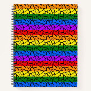 Rainbow Heart Pattern Notebook