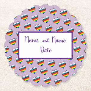 Rainbow Heart Pattern Paper Coaster