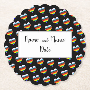 Rainbow Heart Pattern Paper Coaster