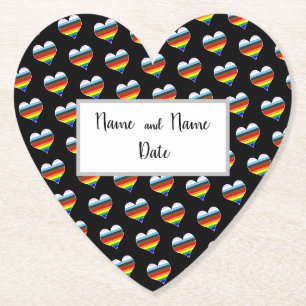 Rainbow Heart Pattern Paper Coaster