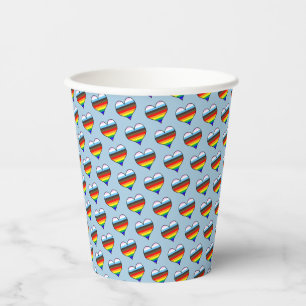 Rainbow Heart Pattern Paper Cups