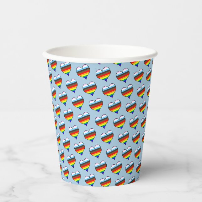 Rainbow Heart Pattern Paper Cups (Front)