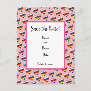Rainbow Heart Pattern Save the Date Postcard