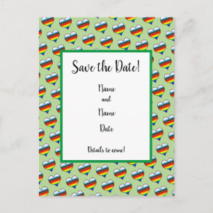 Rainbow Heart Pattern Save the Date Postcard