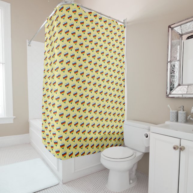 Rainbow Heart Pattern Shower Curtain (In Situ)