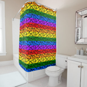 Rainbow Heart Pattern Shower Curtain