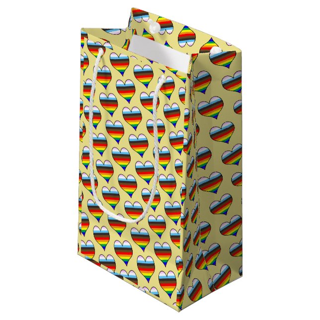 Rainbow Heart Pattern Small Gift Bag (Front Angled)