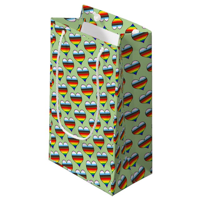 Rainbow Heart Pattern Small Gift Bag (Front Angled)