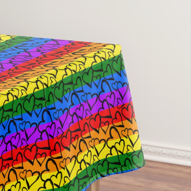 Rainbow Heart Pattern Tablecloth (In Situ)