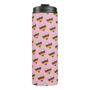 Rainbow Heart Pattern Thermal Tumbler