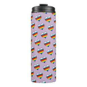 Rainbow Heart Pattern Thermal Tumbler