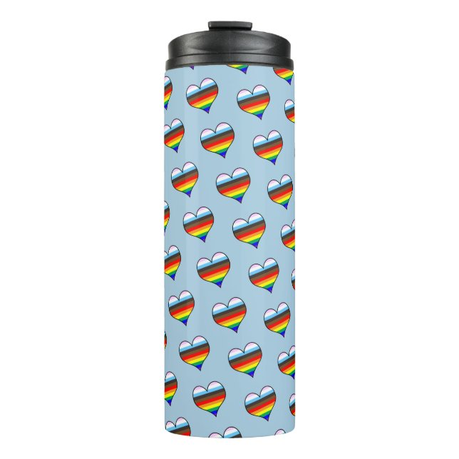 Rainbow Heart Pattern Thermal Tumbler (Front)