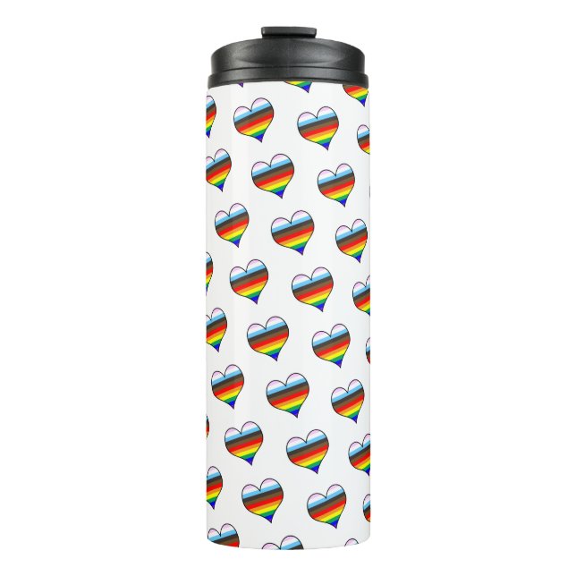Rainbow Heart Pattern Thermal Tumbler (Front)
