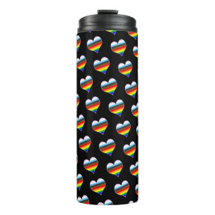 Rainbow Heart Pattern Thermal Tumbler