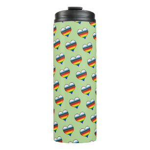 Rainbow Heart Pattern Thermal Tumbler
