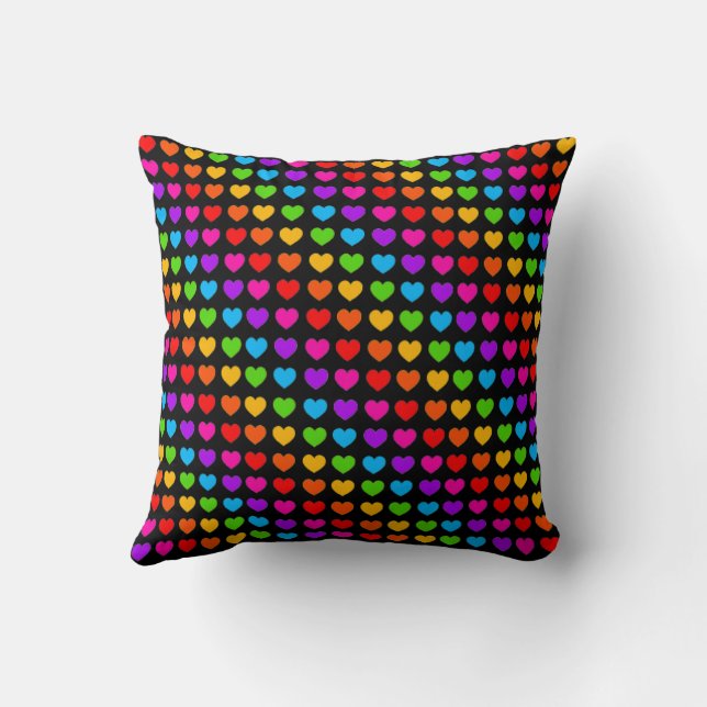 Rainbow Heart pattern Throw Pillow (Back)