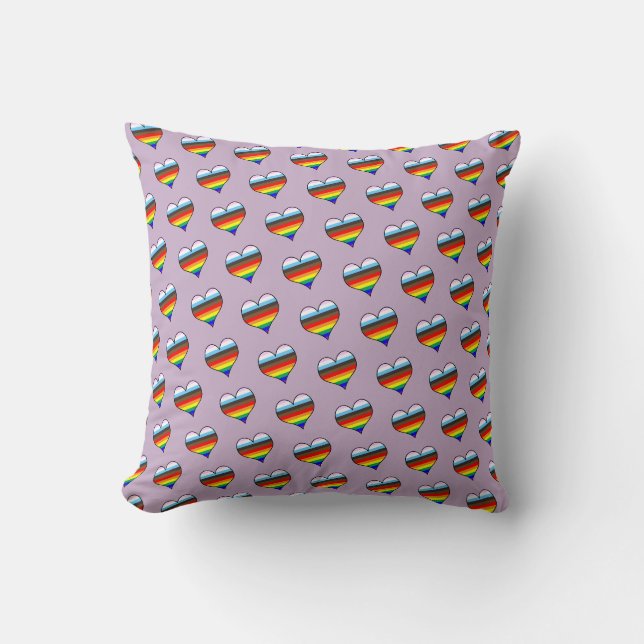 Rainbow Heart Pattern Throw Pillow (Front)