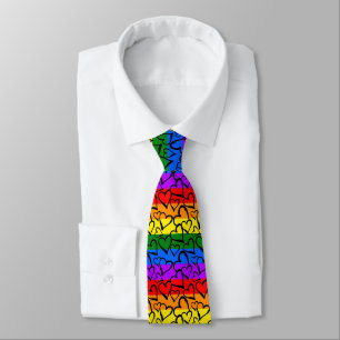 Rainbow Heart Pattern Tie