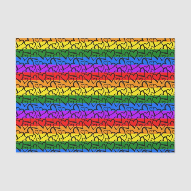Rainbow Heart Pattern Tissue Paper (Front)