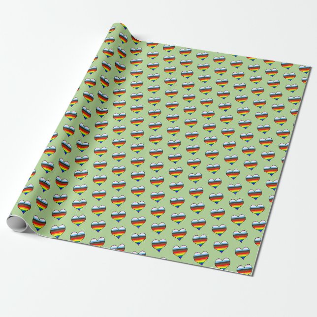 Rainbow Heart Pattern Wrapping Paper (Unrolled)