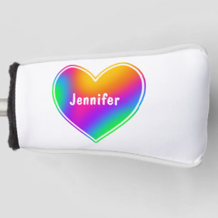 Rainbow Heart Personalised Golf Head Cover