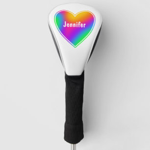 Rainbow Heart Personalised Golf Head Cover