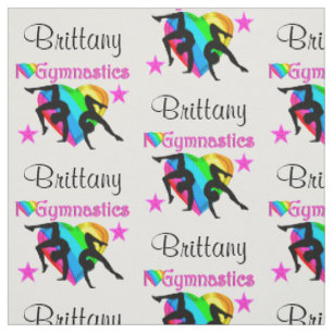 RAINBOW HEART PERSONALIZED GYMNASTICS FABRIC
