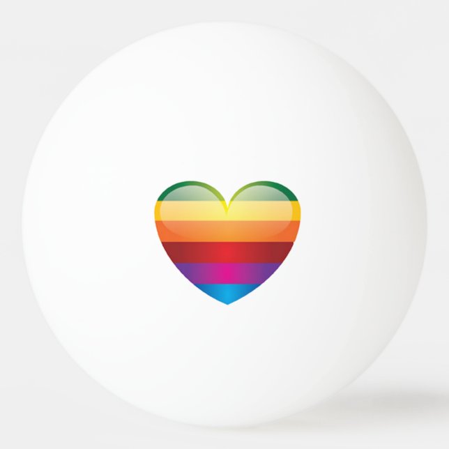 Rainbow Heart Ping Pong Ball (Front)