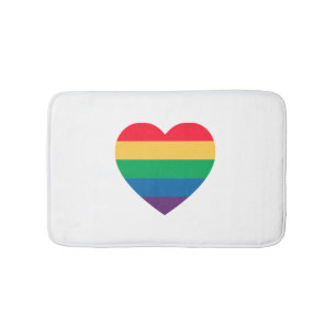 Rainbow Heart Pride Bath Mat