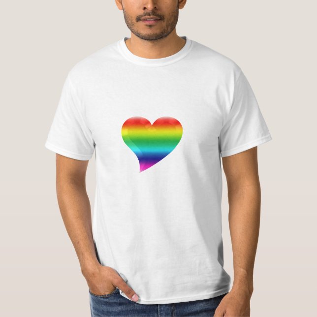 rainbow heart pride colours lgbt lgbtq T-Shirt (Front)