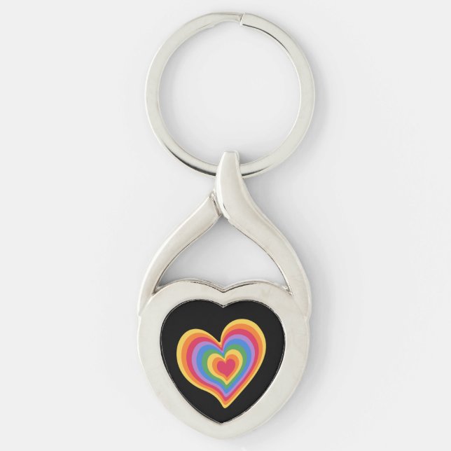 Rainbow heart. Pride gay love      Keychain (Front)