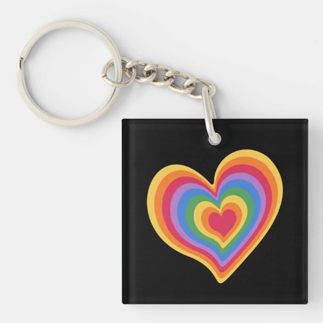 Rainbow heart. Pride gay love      Keychain (Front)