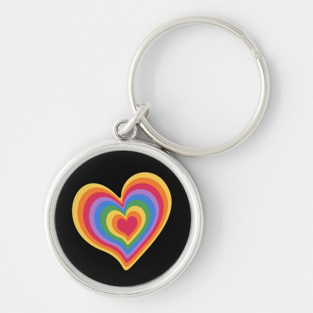 Rainbow heart. Pride gay love      Keychain (Front)