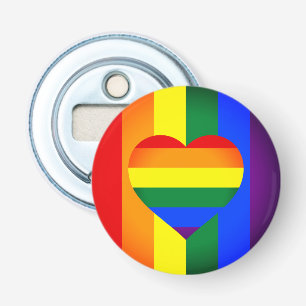 Rainbow Heart & Pride Rainbow Flag /LGBT community Bottle Opener
