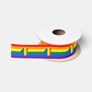 Rainbow Heart & Pride Rainbow Flag /LGBT community Satin Ribbon