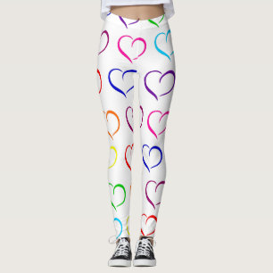 Rainbow Heart Print, Valentine's Day Leggings