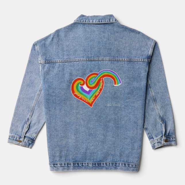 Rainbow Heart Progress is not Linear Teacher Name  Denim Jacket (Back)