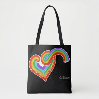 Rainbow Heart Progress is not Linear Teacher Name Tote Bag