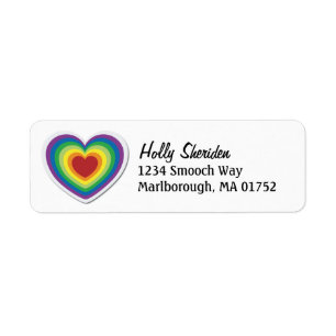 Rainbow Heart Return Address Label