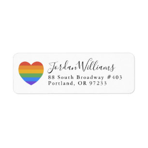 Rainbow Heart Return Address Label