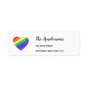 Rainbow Heart Return Address Labels