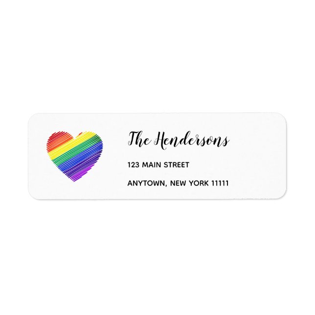 Rainbow Heart Return Address Labels (Front)