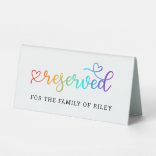 Rainbow Heart Script Reserved LGBT Wedding
