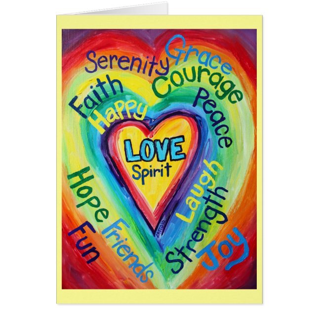 Rainbow Heart Spirit Words Card (Front)