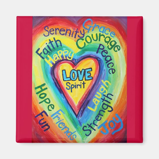 Rainbow Heart Spirit Words Magnet (Front)