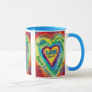 Rainbow Heart Spirit Words Mug