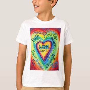 Rainbow Heart Spirit Words Shirt (Double Image)
