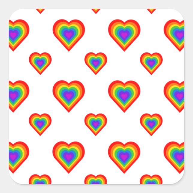 Rainbow Heart Square Sticker (Front)