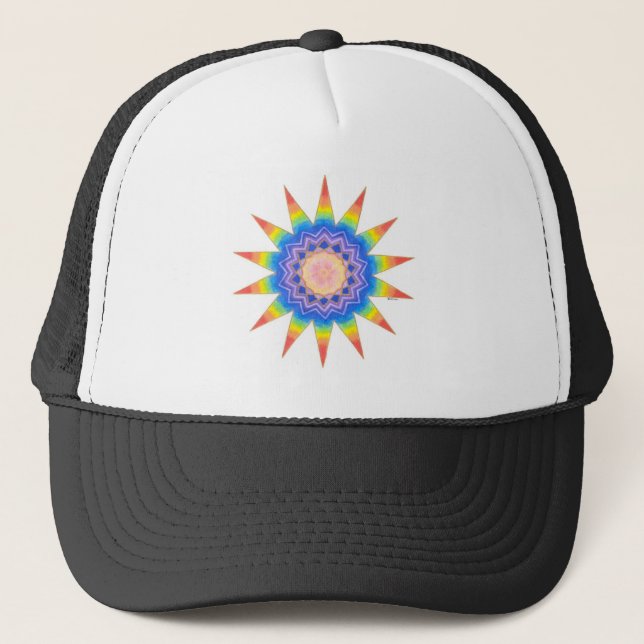 Rainbow Heart Star Trucker Hat (Front)