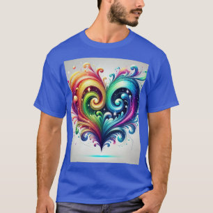 Rainbow Heart Swirling Bright Colours T-Shirt
